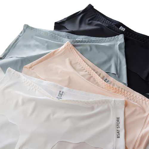 Women's Ice Silk Blend Invisible Lines No Show Hipster Panty (Multicolor, S) (Pack of 4)